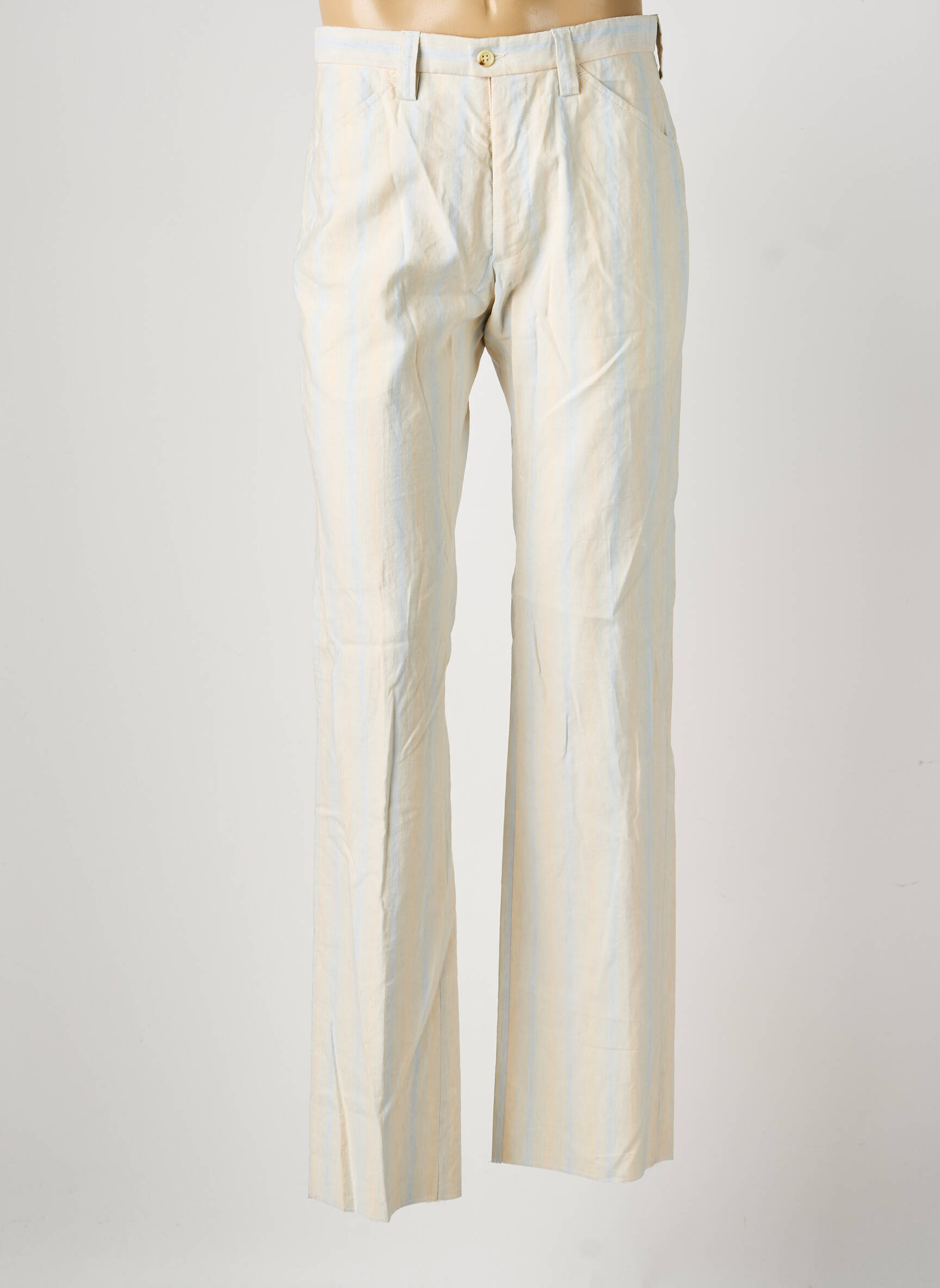 Pantalon droit tissage popeline taille normale beige PIERRE TALAMON homme