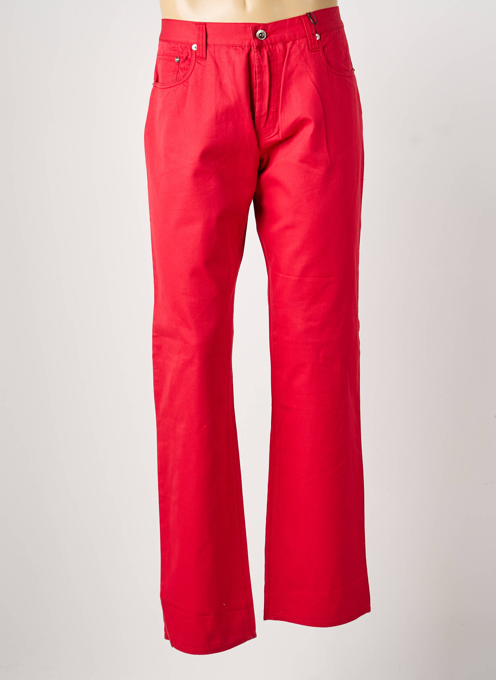 Jeans coupe droite fermeture boutonnée sur le devant taille normale rouge PIERRE TALAMON homme