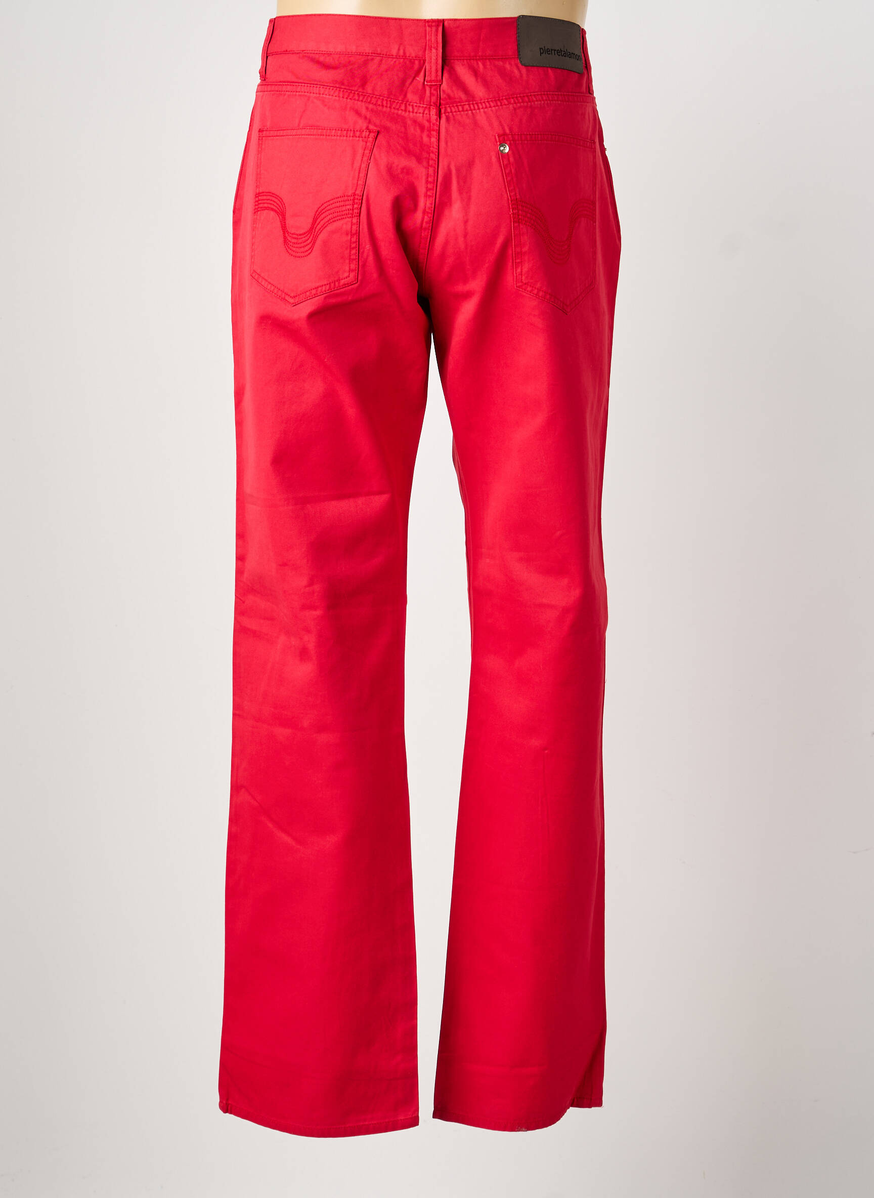 Jeans coupe droite fermeture boutonnée sur le devant taille normale rouge PIERRE TALAMON homme