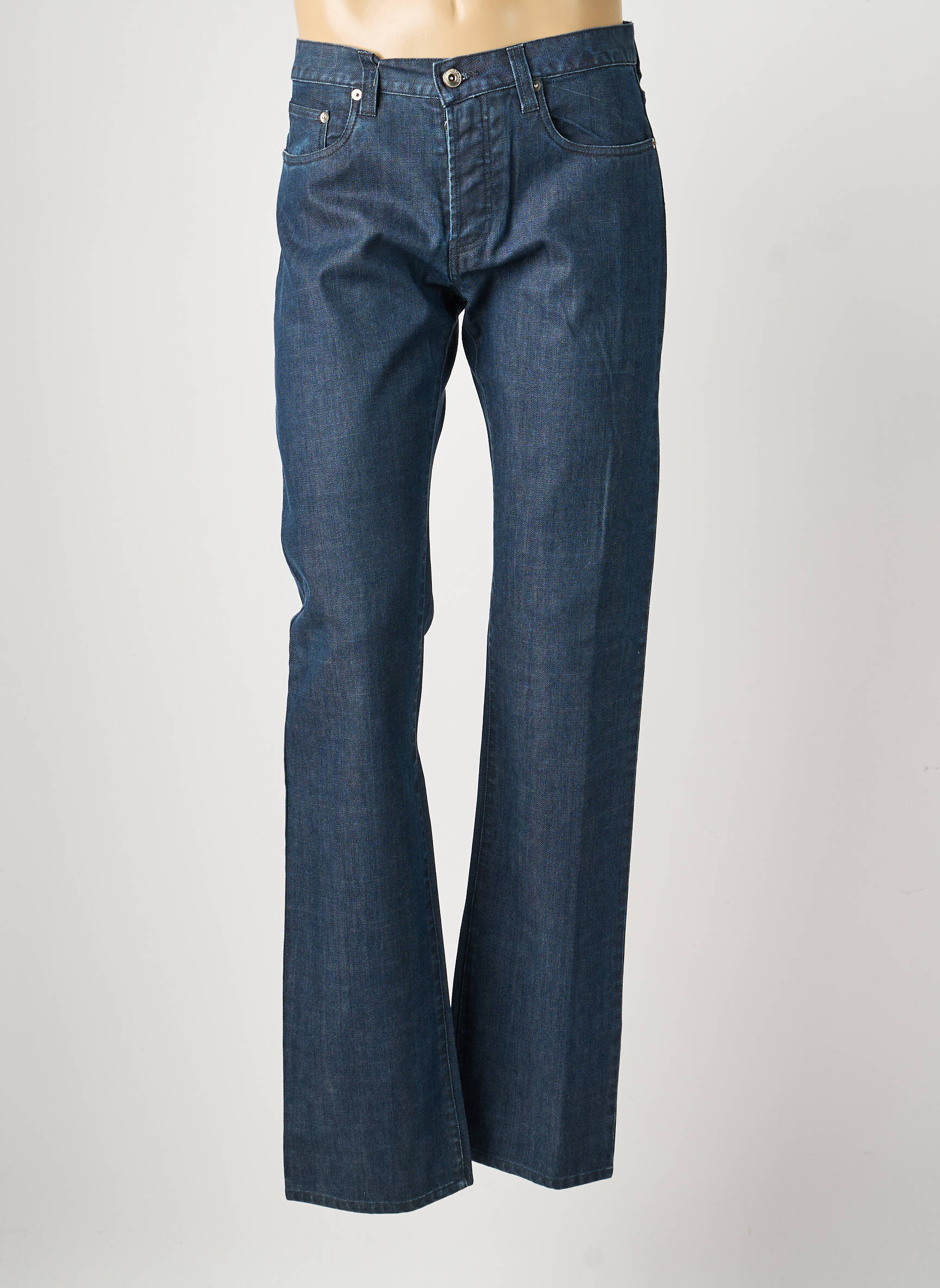 Jeans coupe droite fermeture zippée sous rabat boutonné taille normale bleu PIERRE TALAMON homme