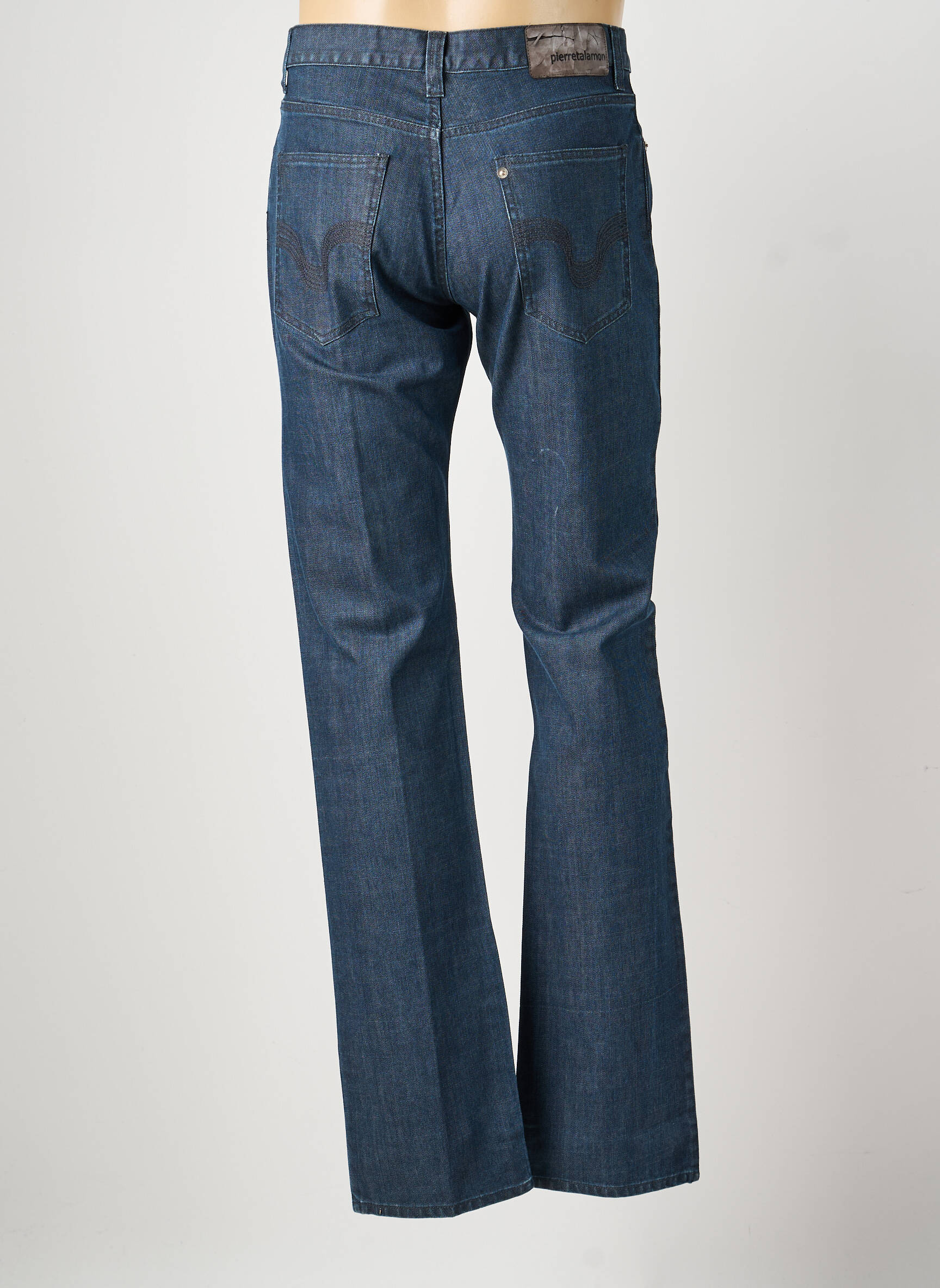 Jeans coupe droite fermeture zippée sous rabat boutonné taille normale bleu PIERRE TALAMON homme