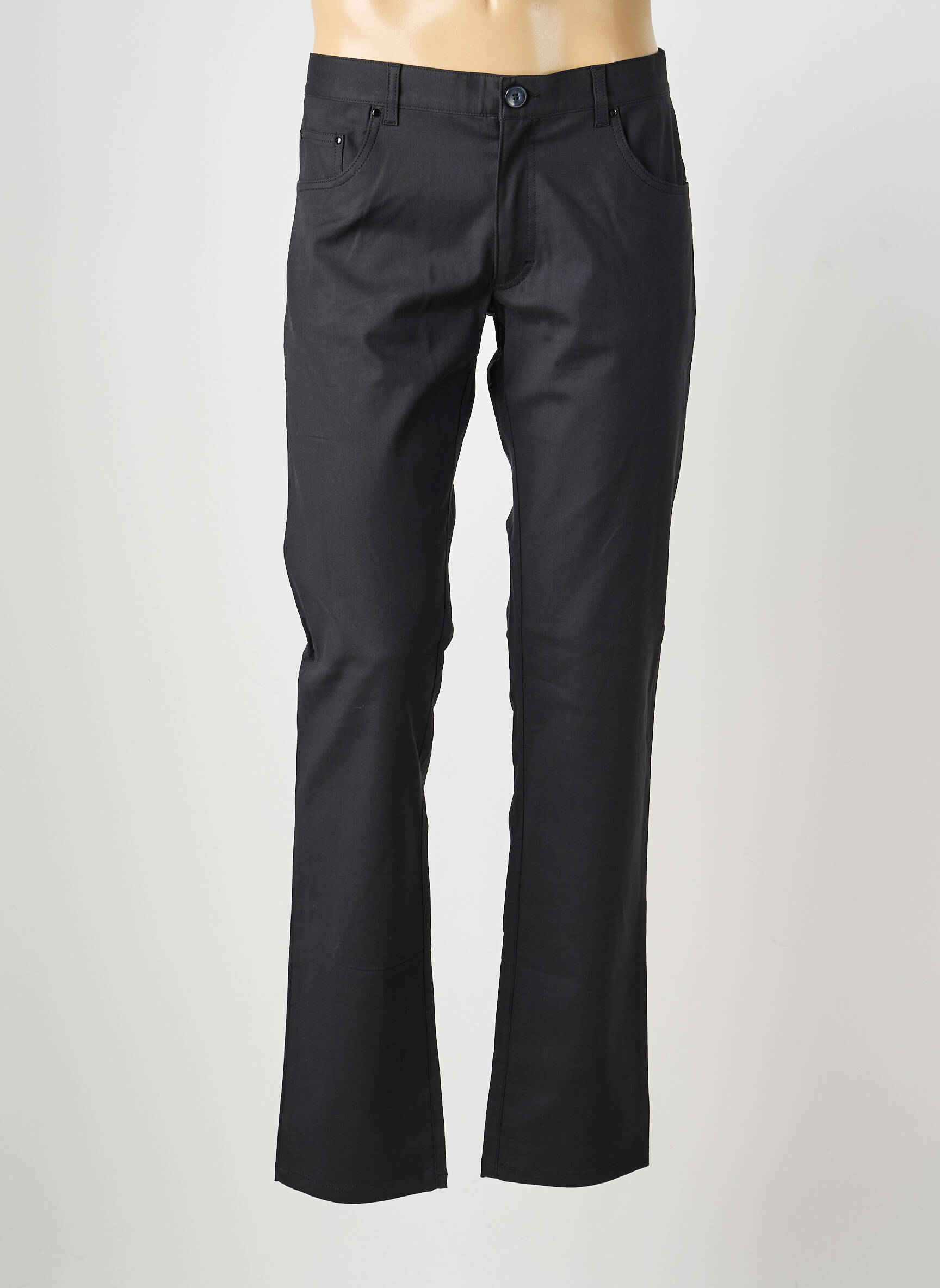 Pantalon slim fermeture zippée sous rabat boutonné taille normale noir PIERRE TALAMON homme