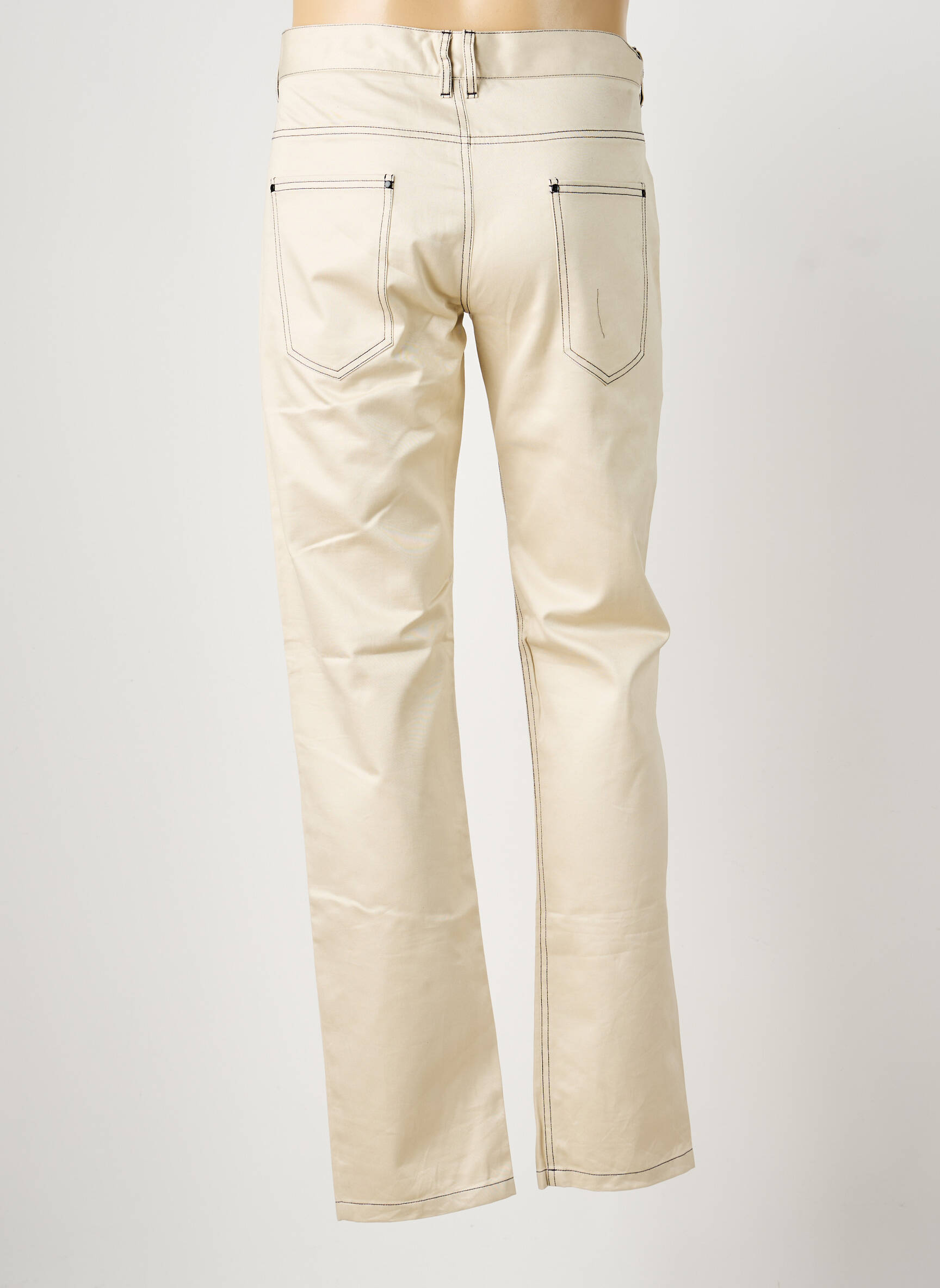 Jeans coupe droite fermeture zippée sous rabat boutonné taille normale beige PIERRE TALAMON homme