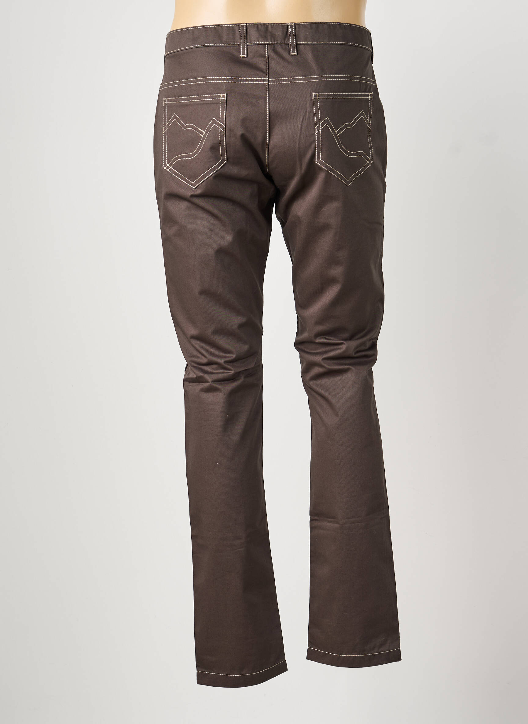 Jeans coupe droite fermeture zippée sous rabat boutonné taille normale marron PIERRE TALAMON homme
