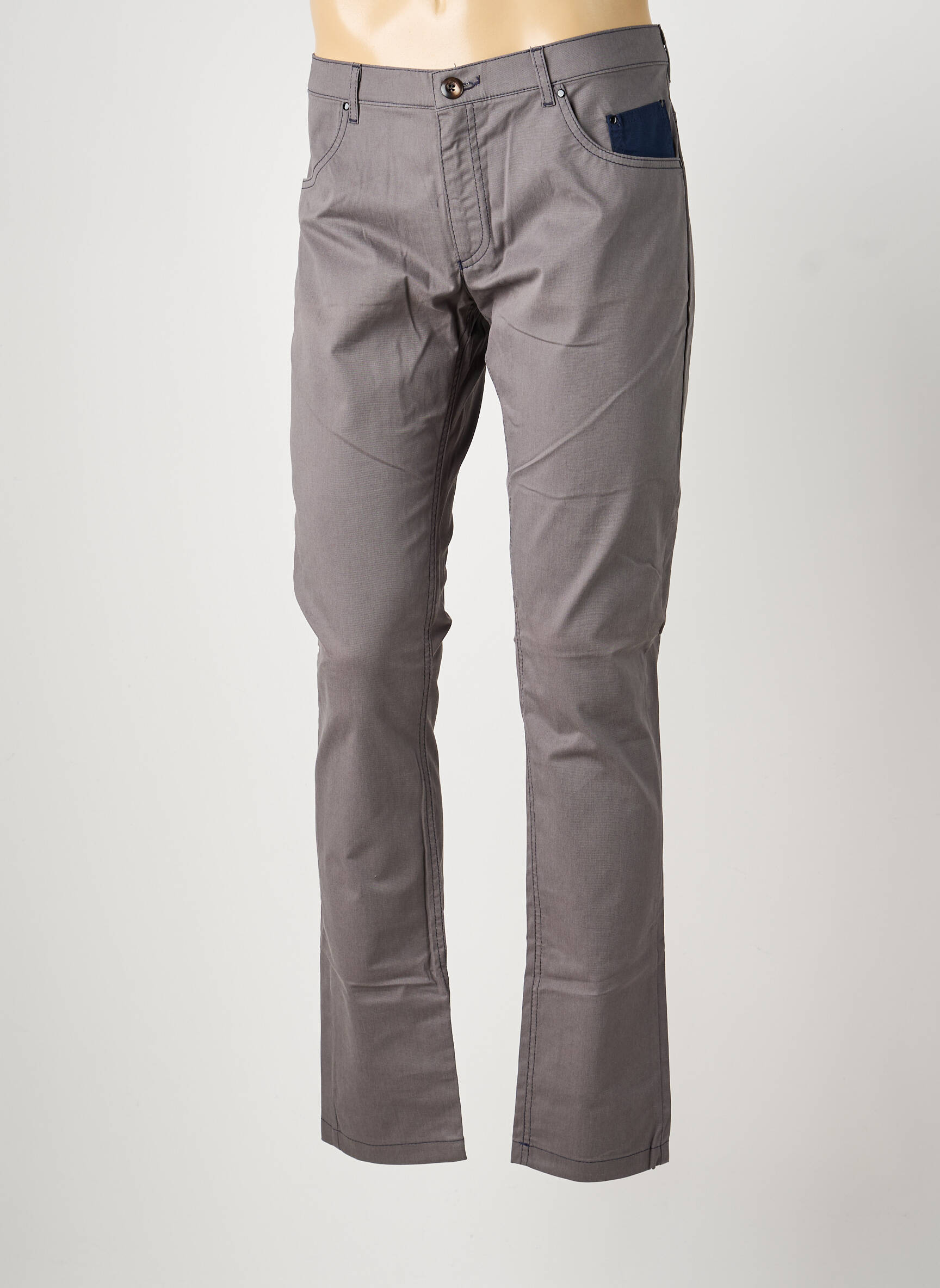Jeans coupe droite fermeture zippée sous rabat boutonné taille normale gris PIERRE TALAMON homme