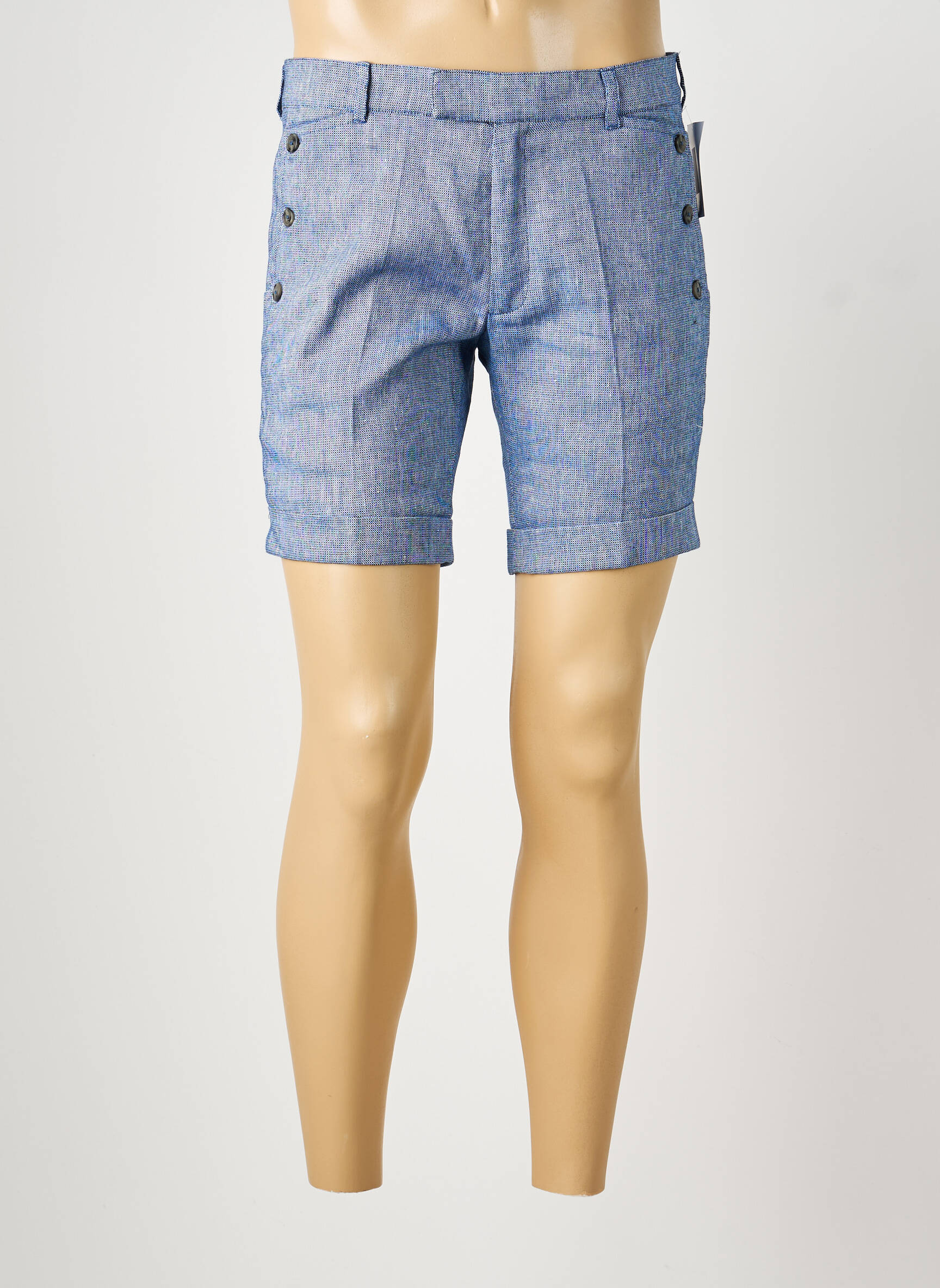 Short fermeture zippée sous rabat boutonné taille normale bleu PIERRE TALAMON homme