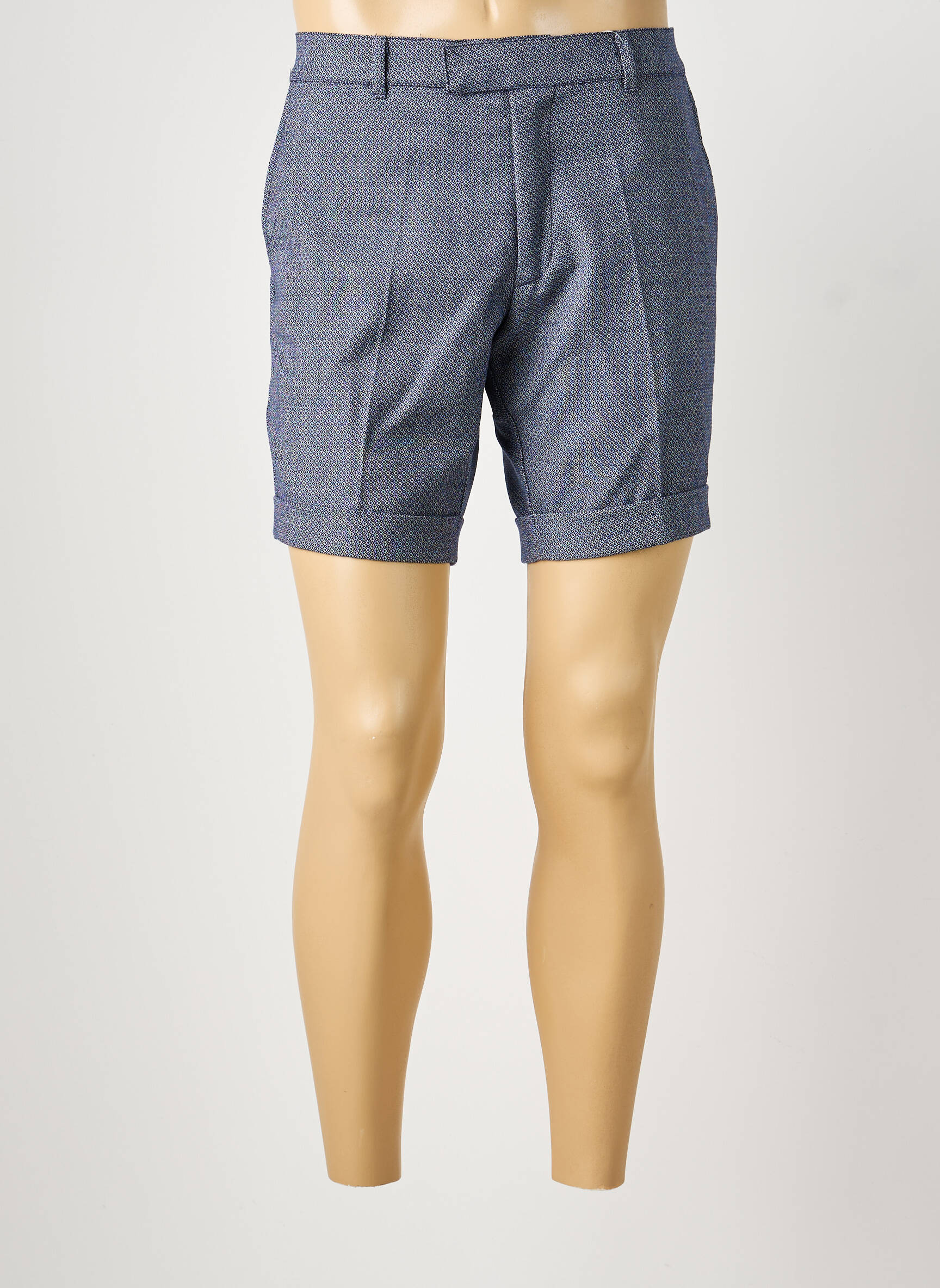 Short fermeture zippée sous rabat boutonné taille normale bleu PIERRE TALAMON homme