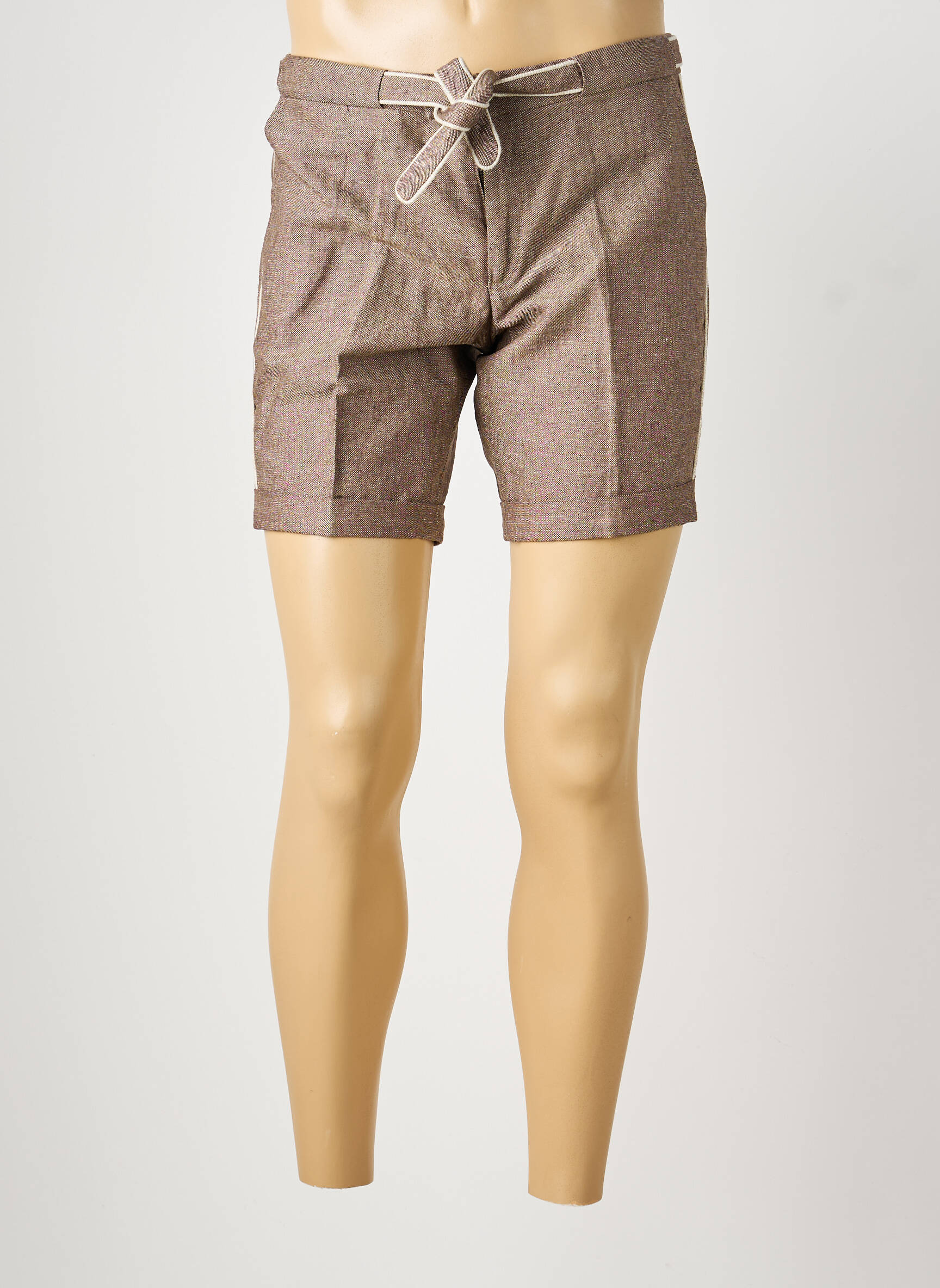 Short fermeture zippée sous rabat boutonné taille normale beige PIERRE TALAMON homme