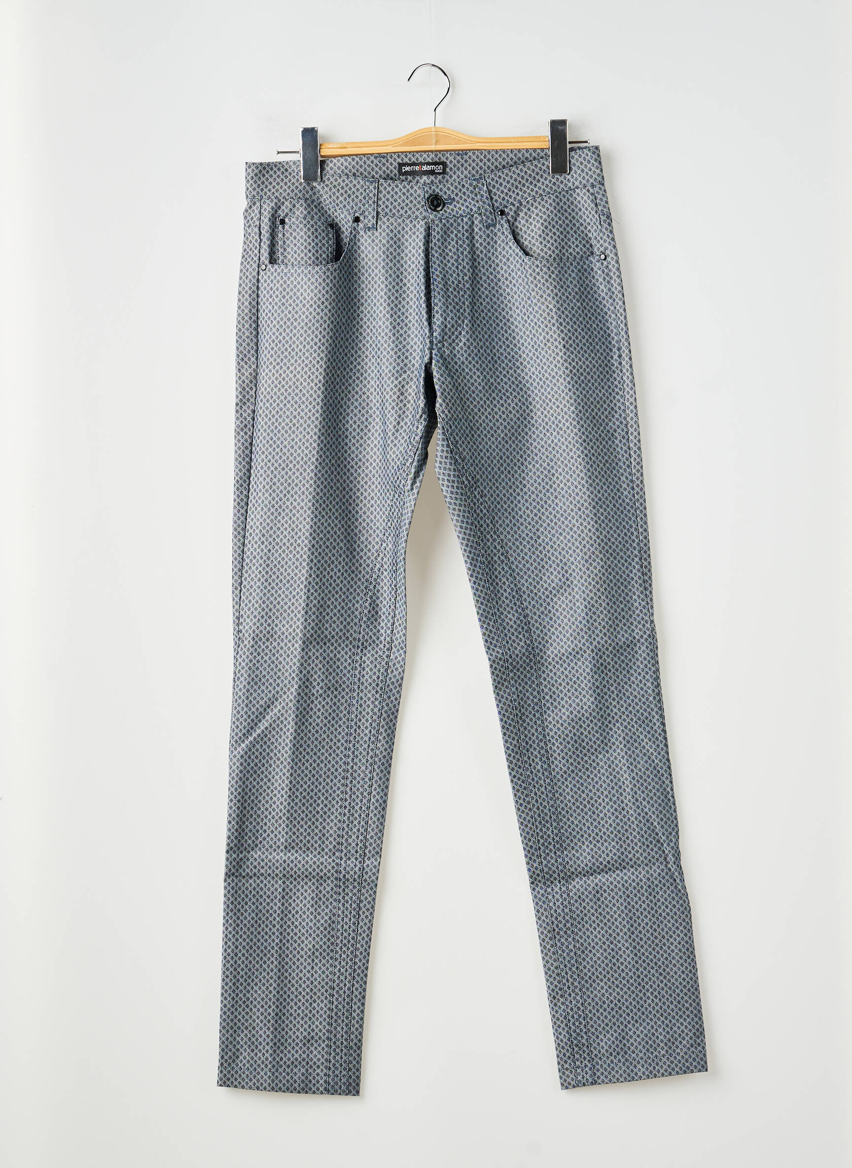Pantalon slim fermeture zippée sous rabat boutonné taille normale noir PIERRE TALAMON homme