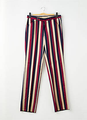 Pantalon slim fermeture zippée sous rabat avec crochet taille normale rouge PIERRE TALAMON homme