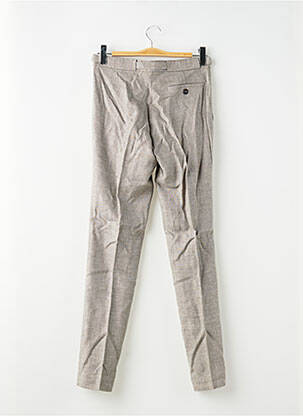 Pantalon slim tissage chiné taille haute marron PIERRE TALAMON homme