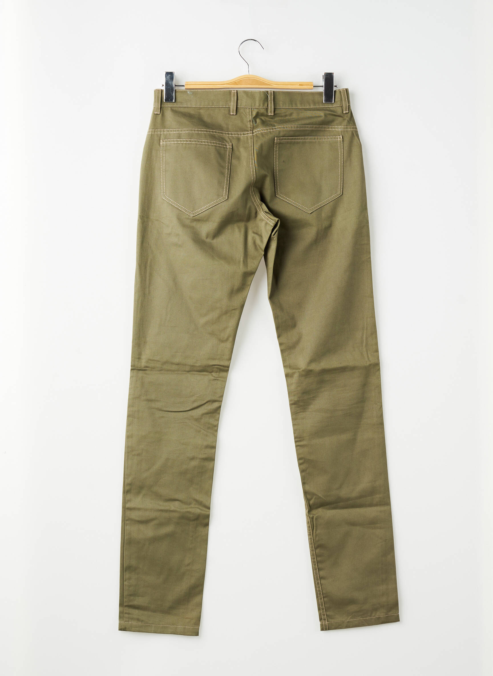 Pantalon slim tissage popeline taille normale vert PIERRE TALAMON homme