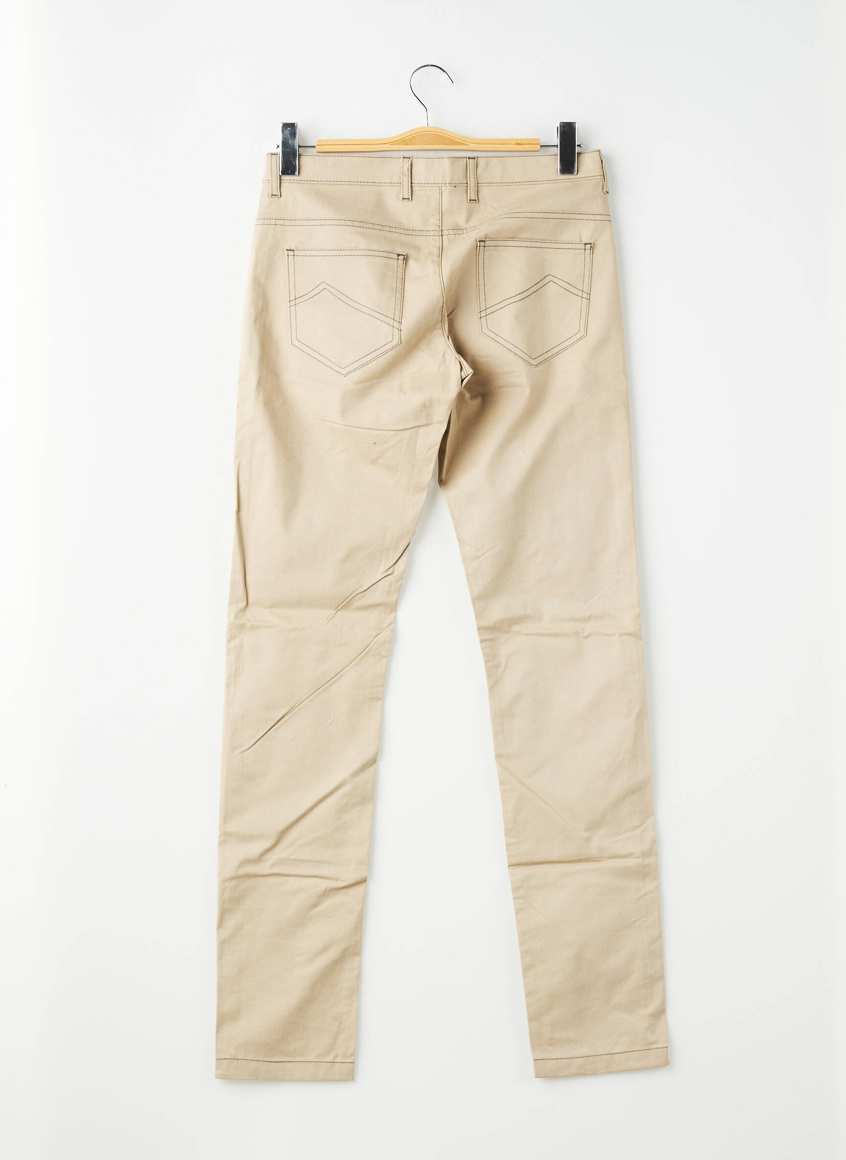 Pantalon slim tissage popeline taille normale beige PIERRE TALAMON homme