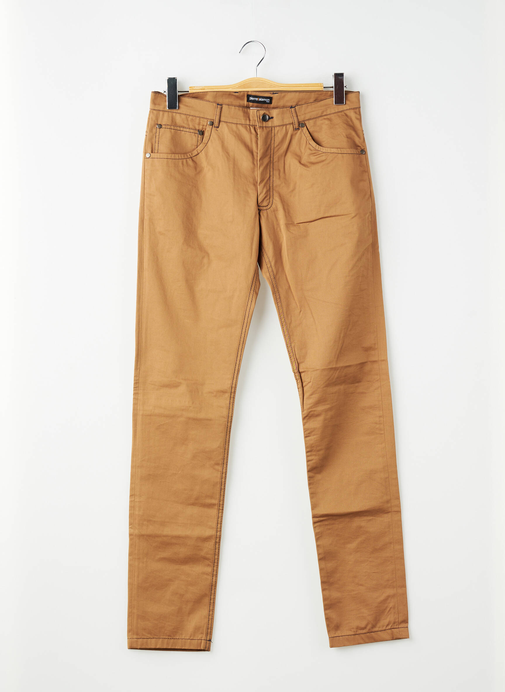 Pantalon slim tissage popeline taille normale marron PIERRE TALAMON homme