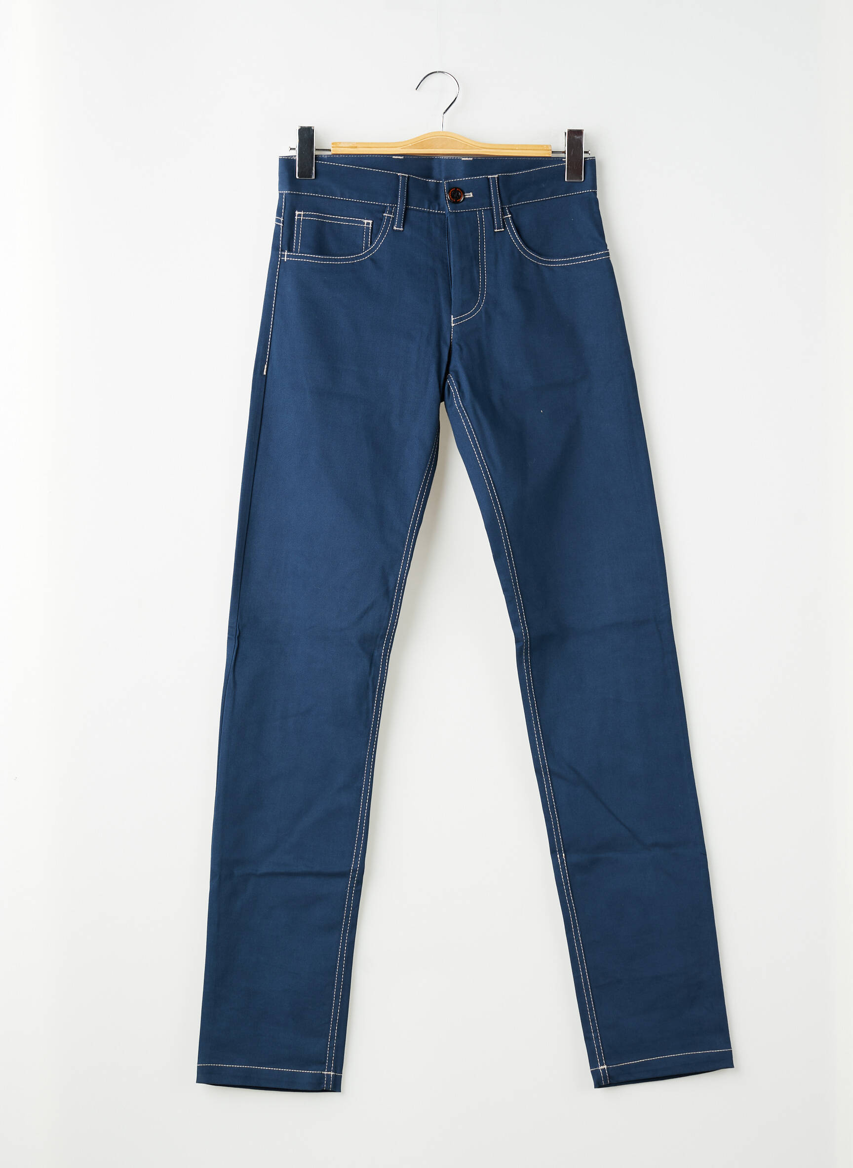Pantalon slim tissage popeline taille normale bleu PIERRE TALAMON homme