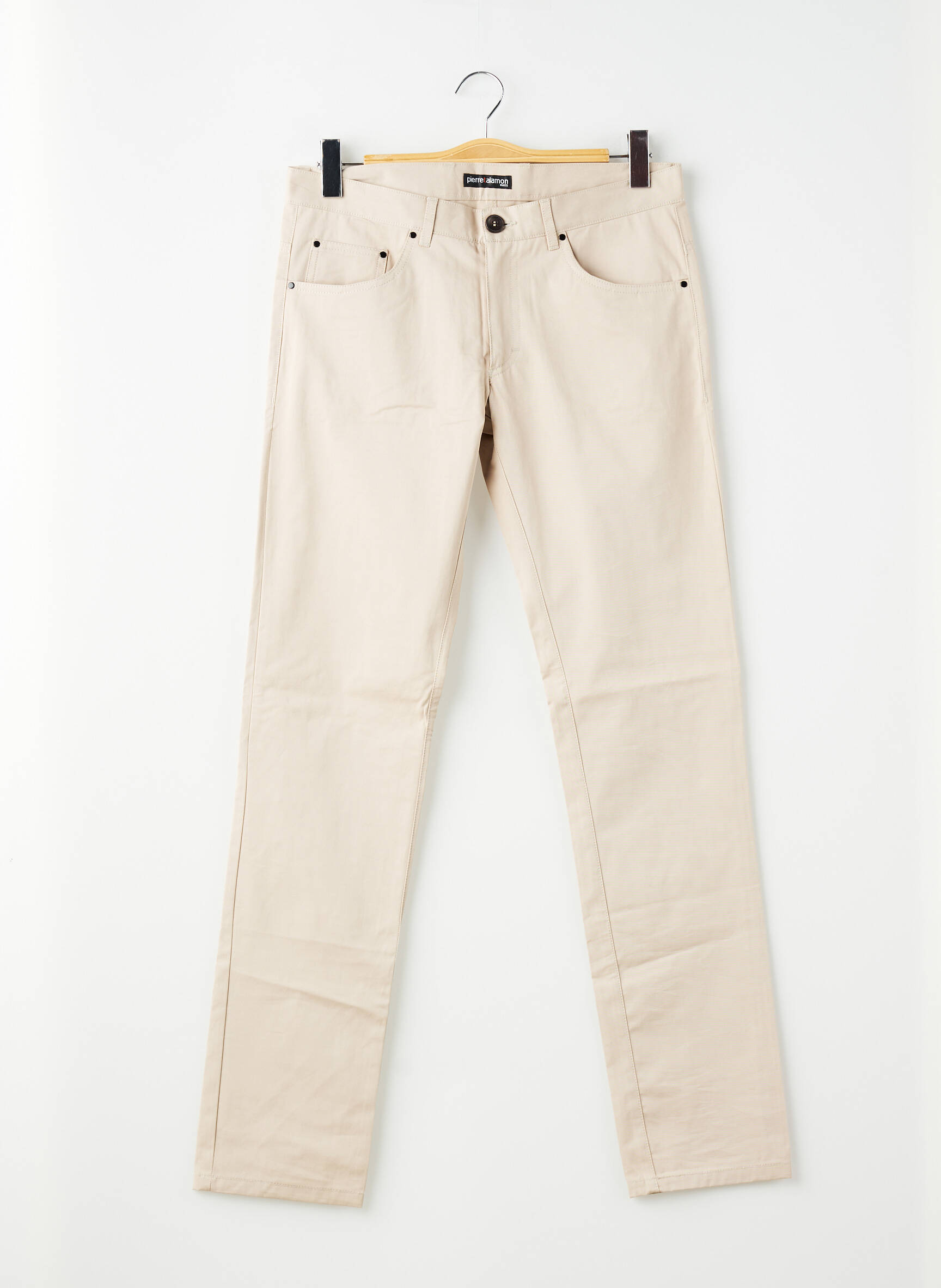 Pantalon slim tissage popeline taille normale beige PIERRE TALAMON homme