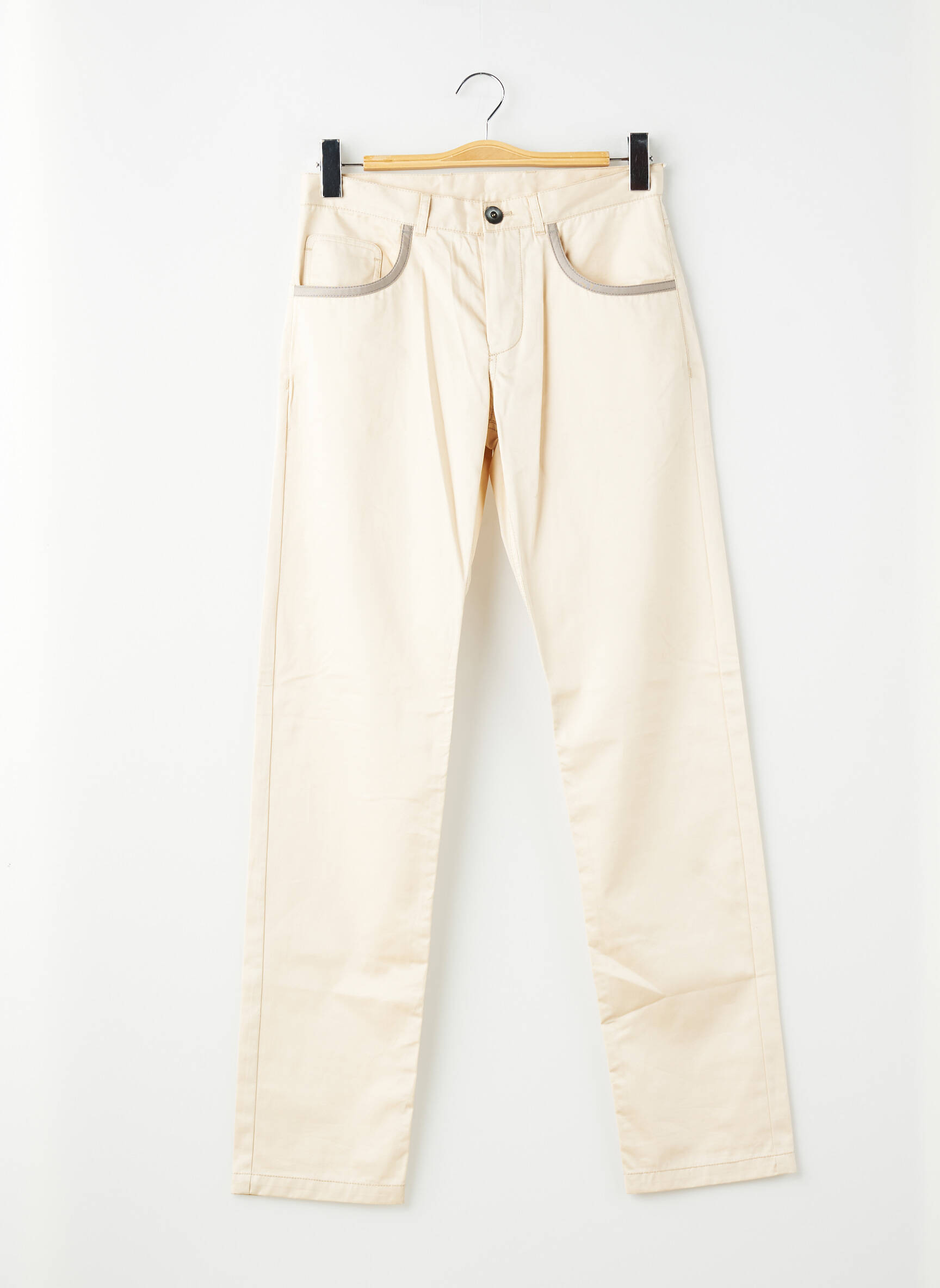 Pantalon slim tissage popeline taille normale beige PIERRE TALAMON homme