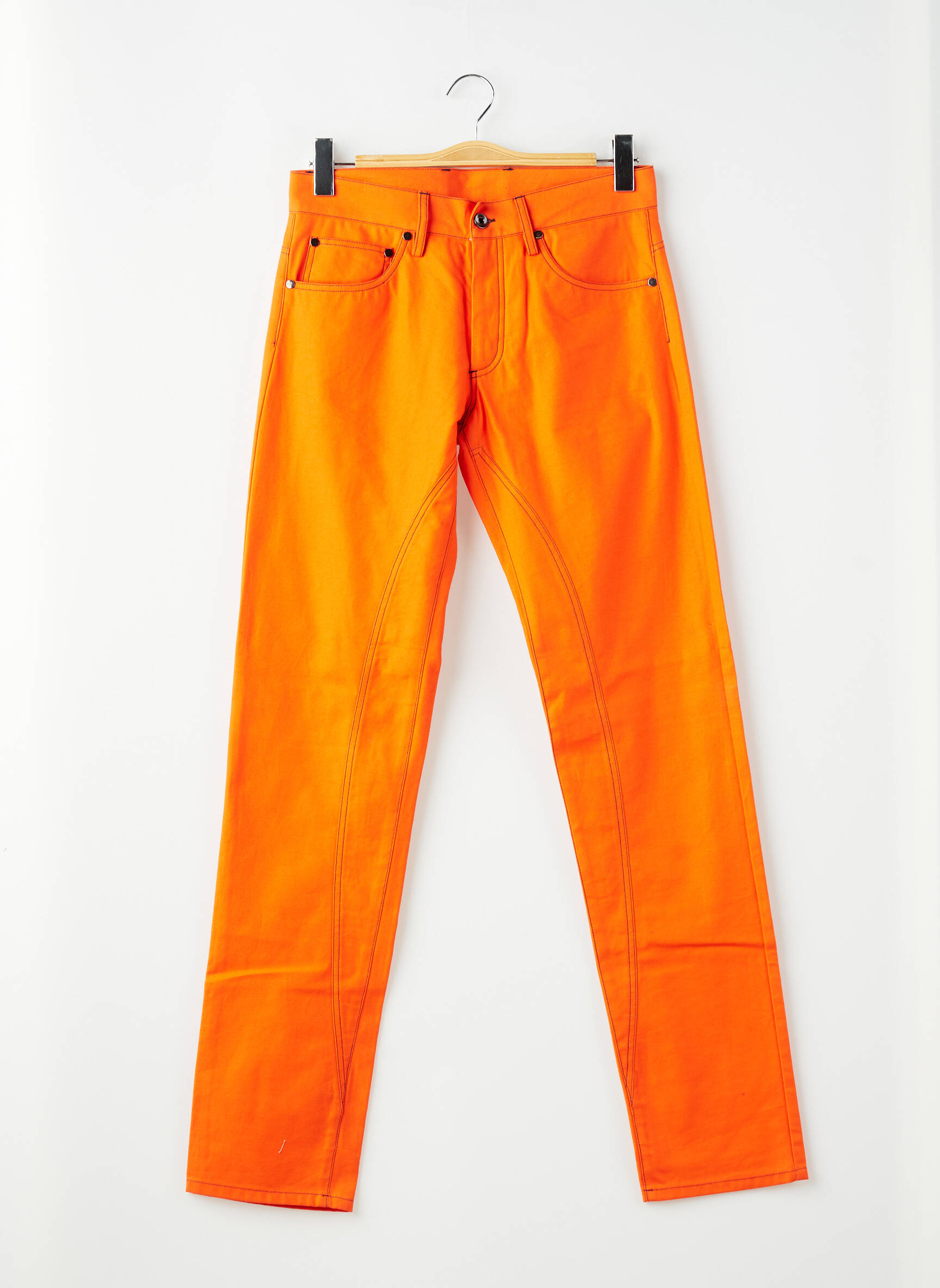 Jeans coupe slim fermeture boutonnée sur le devant taille normale orange PIERRE TALAMON homme