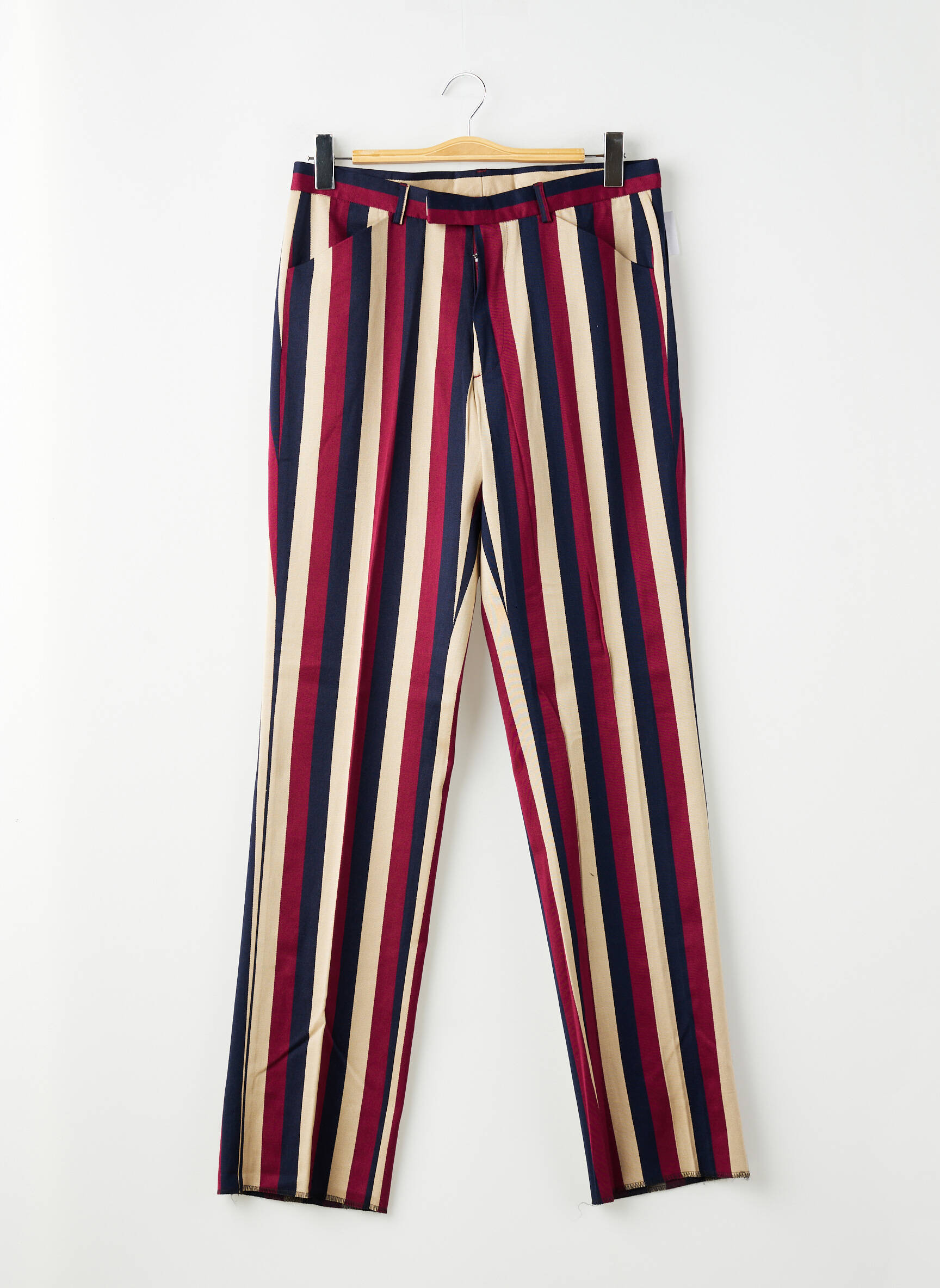 Pantalon slim fermeture zippée sous rabat avec crochet taille normale rouge PIERRE TALAMON homme