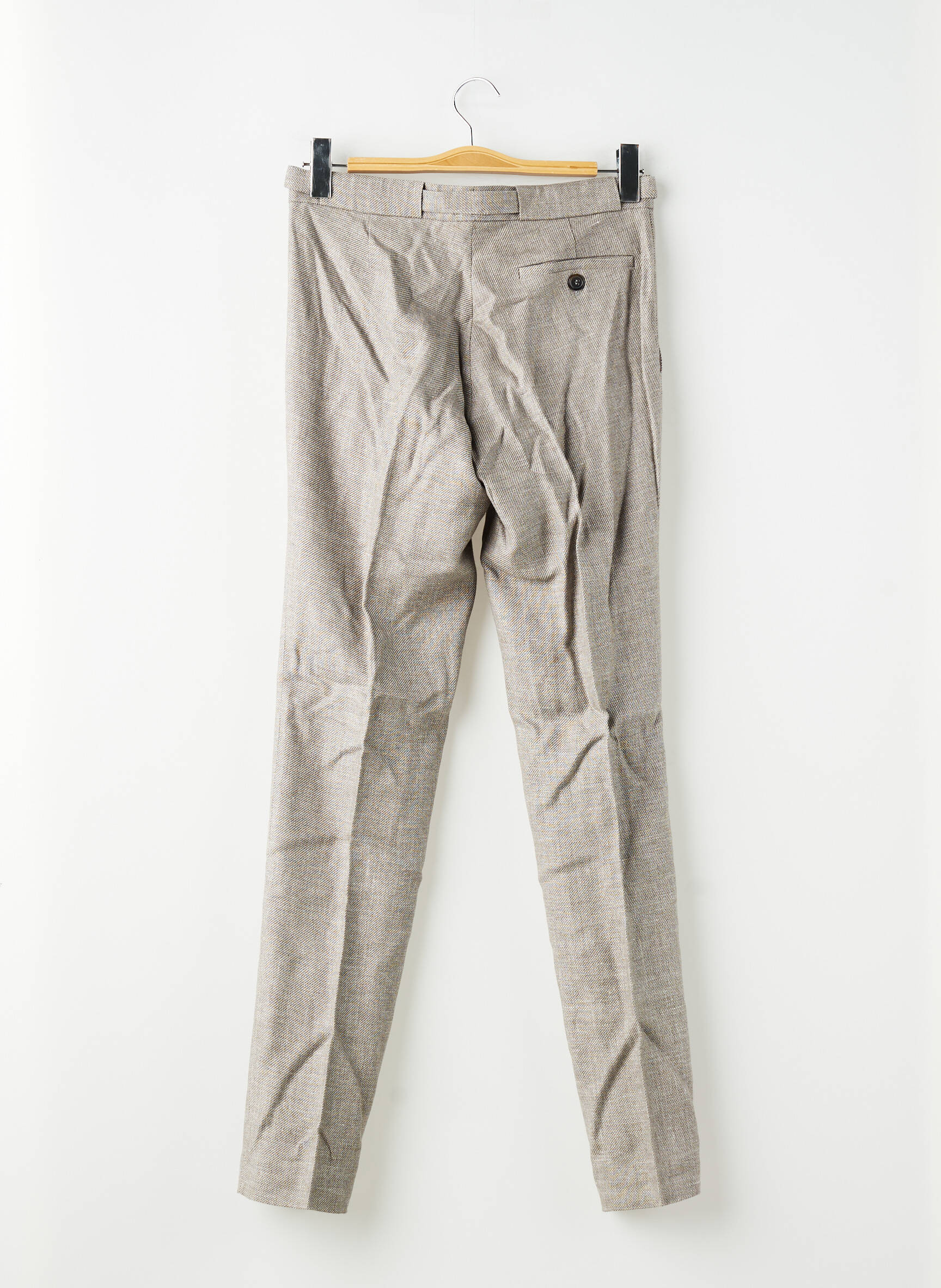 Pantalon slim tissage chiné taille haute marron PIERRE TALAMON homme