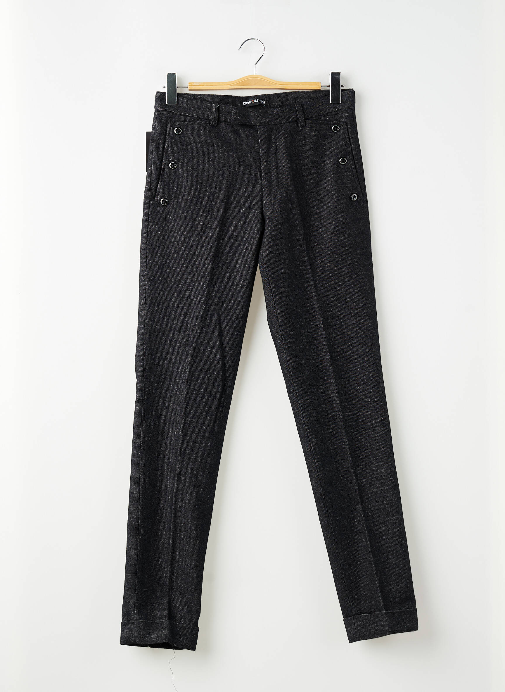 Pantalon slim tissage chiné taille normale noir PIERRE TALAMON homme