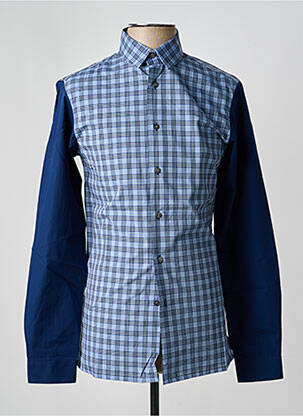 Chemise manches longues imprimé carreaux bleu PIERRE TALAMON homme
