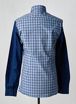 Chemise manches longues imprimé carreaux bleu PIERRE TALAMON homme