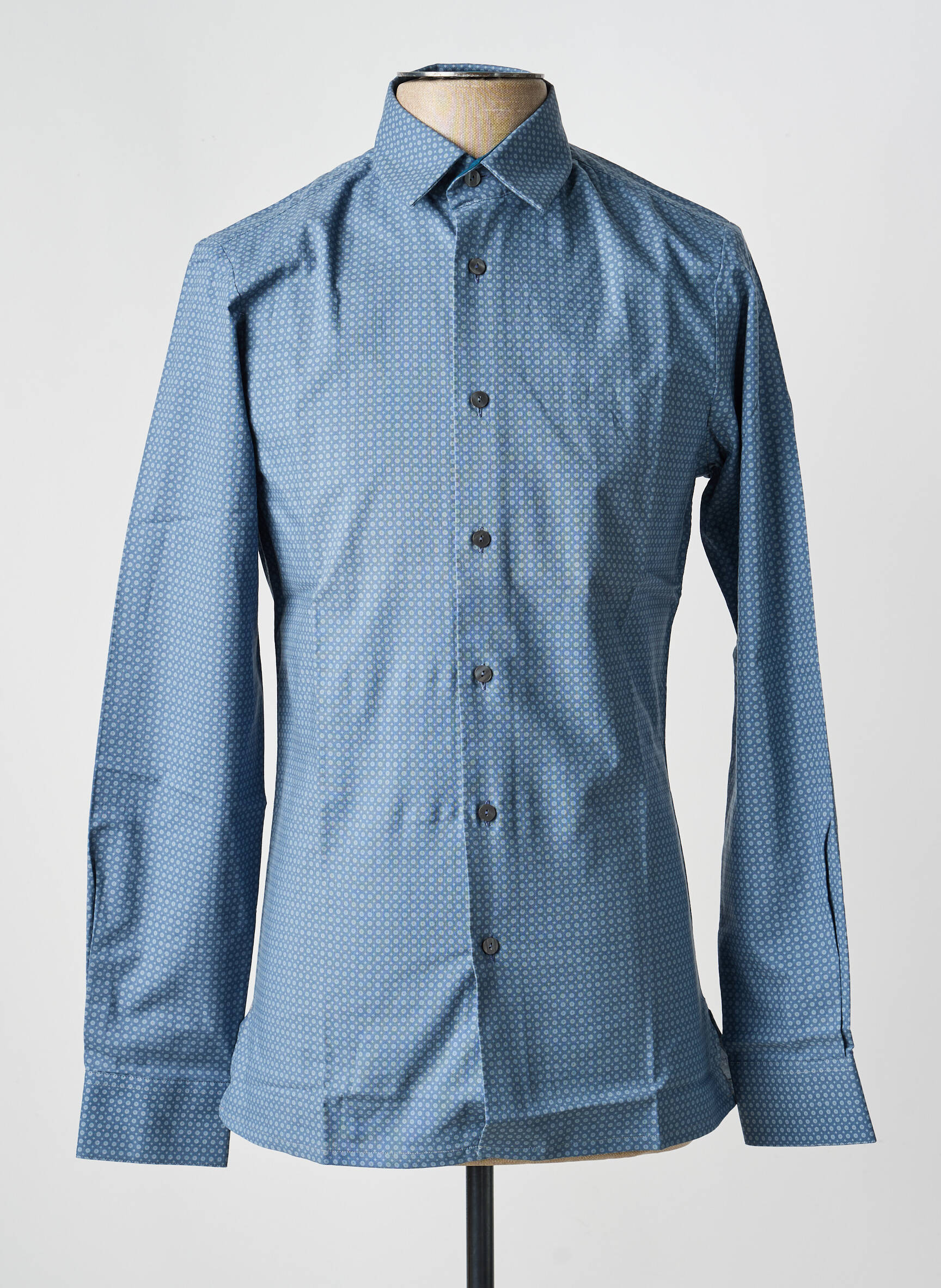 Chemise manches longues imprimé fantaisie bleu PIERRE TALAMON homme
