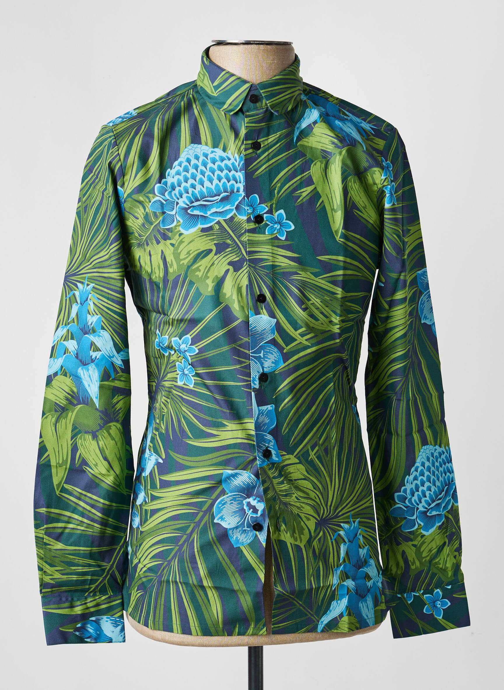 Chemise manches longues coupe cintrée vert PIERRE TALAMON homme
