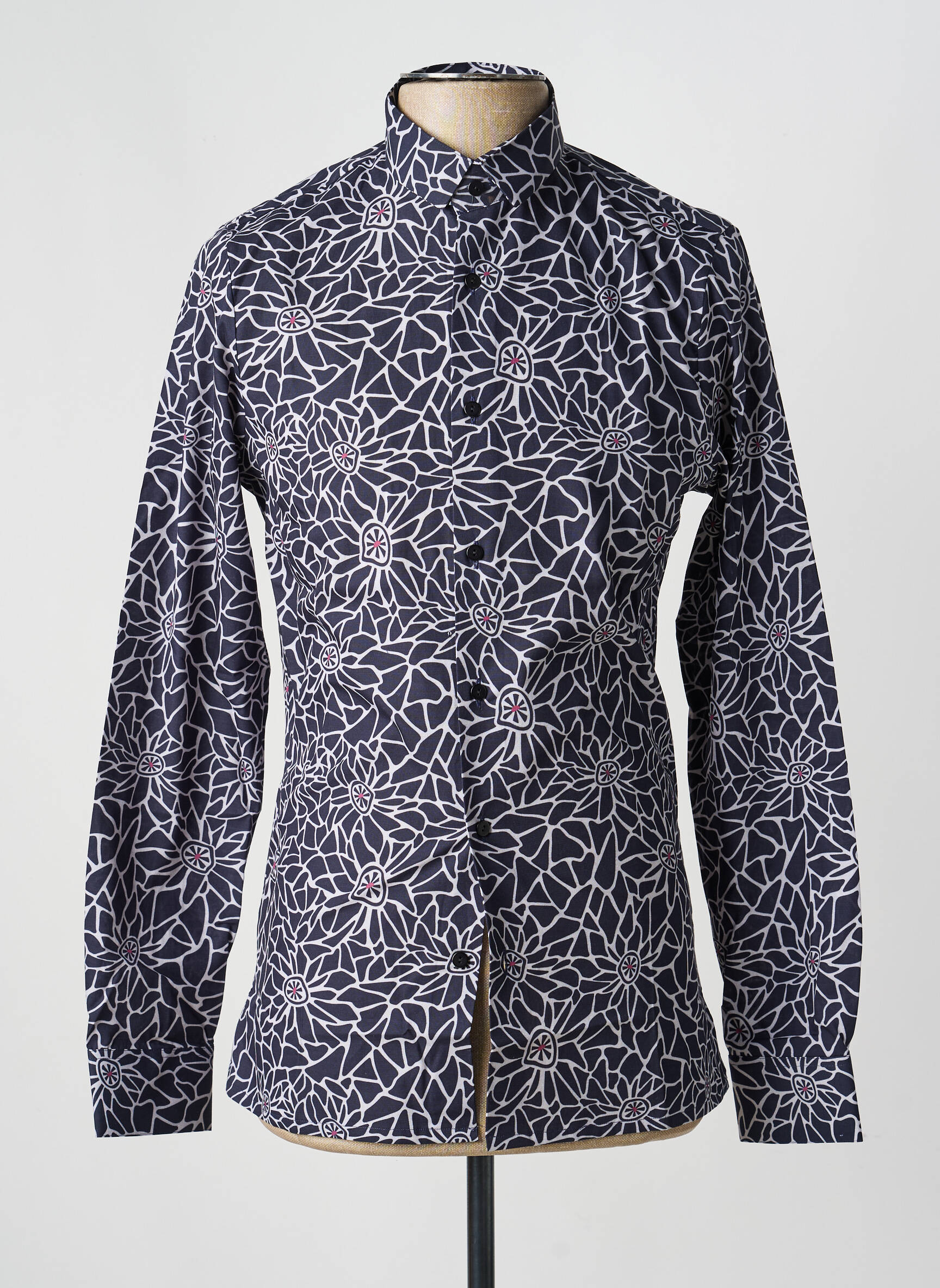 Chemise manches longues imprimé fantaisie noir PIERRE TALAMON homme