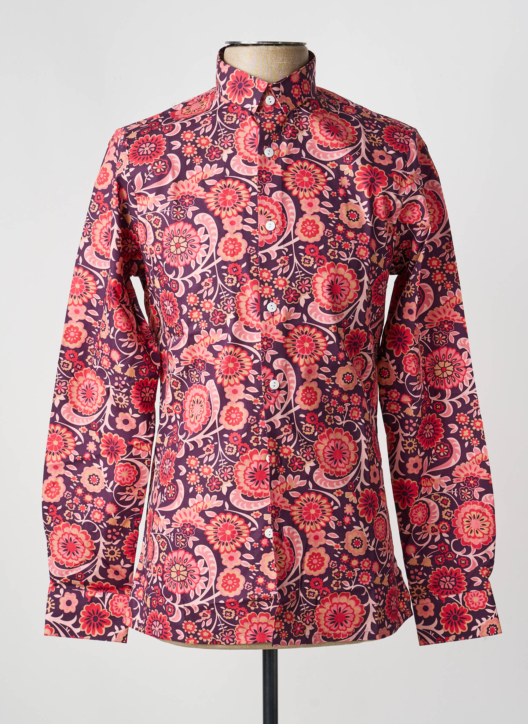 Chemise manches longues imprimé fantaisie rose PIERRE TALAMON homme