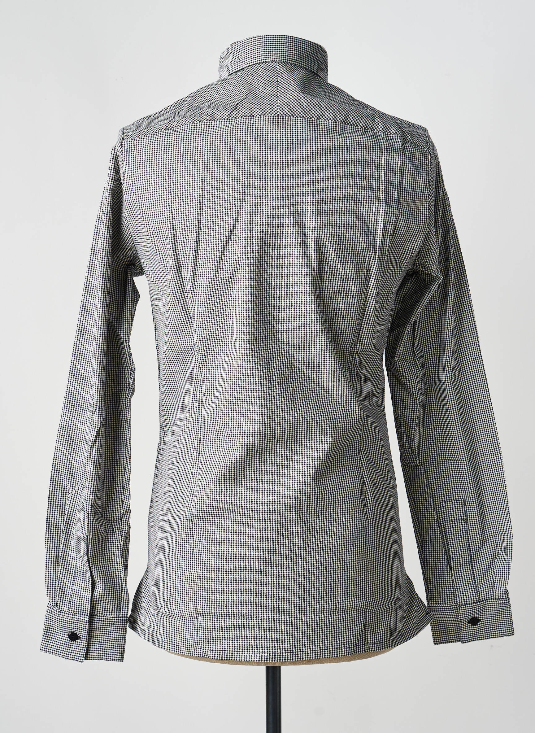 Chemise manches longues imprimé carreaux noir PIERRE TALAMON homme