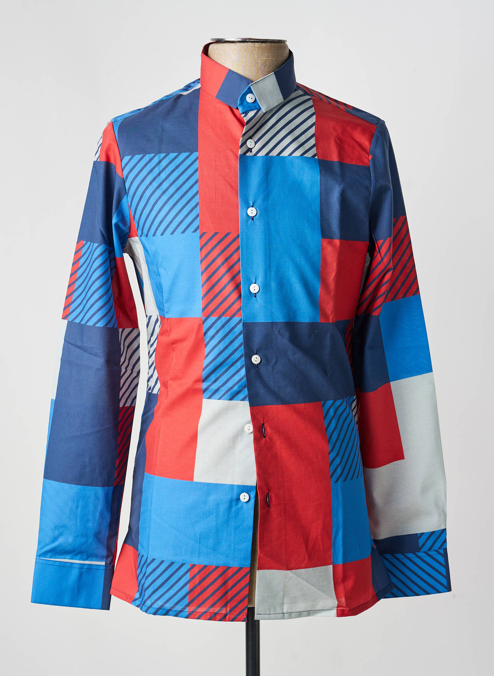 Chemise manches longues imprimé fantaisie bleu PIERRE TALAMON homme