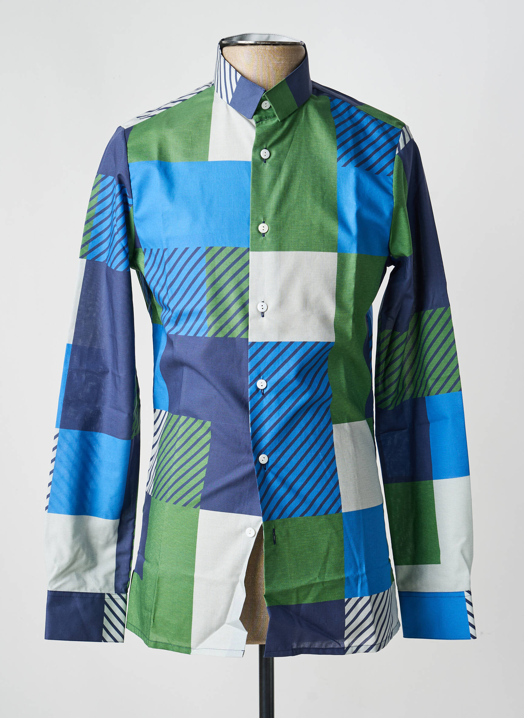 Chemise manches longues imprimé fantaisie bleu PIERRE TALAMON homme
