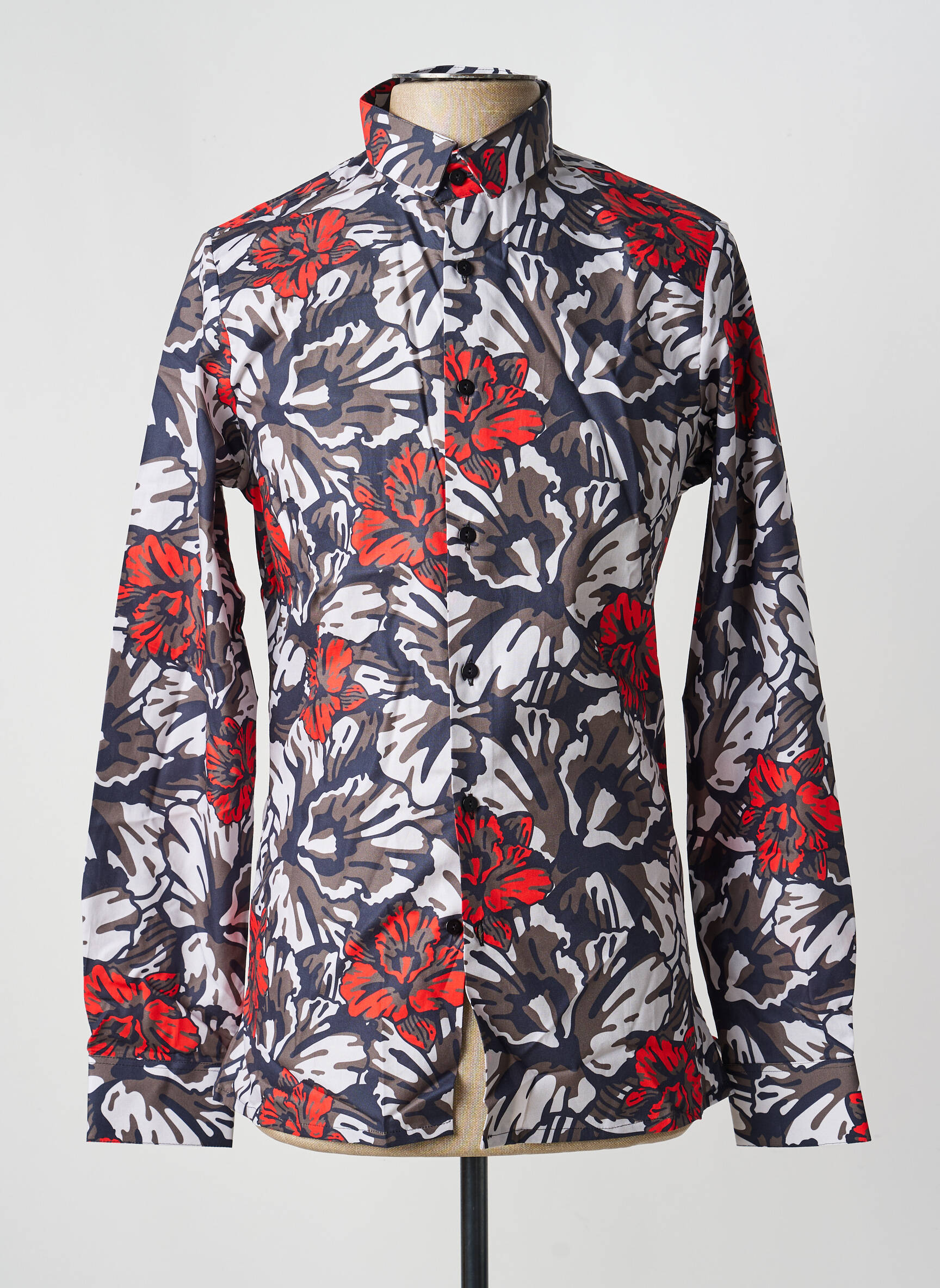 Chemise manches longues imprimé fantaisie rouge PIERRE TALAMON homme