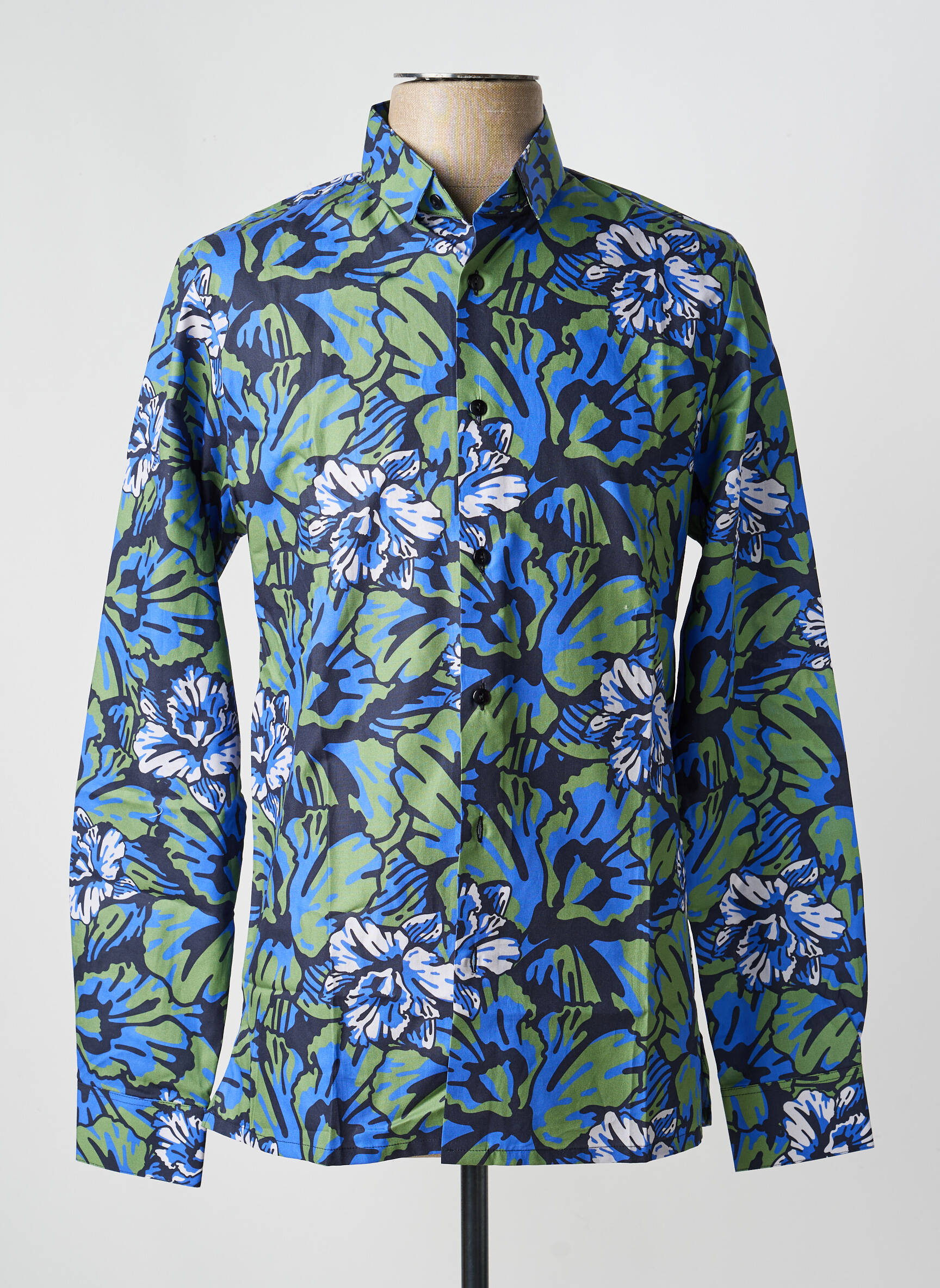 Chemise manches longues imprimé fantaisie bleu PIERRE TALAMON homme
