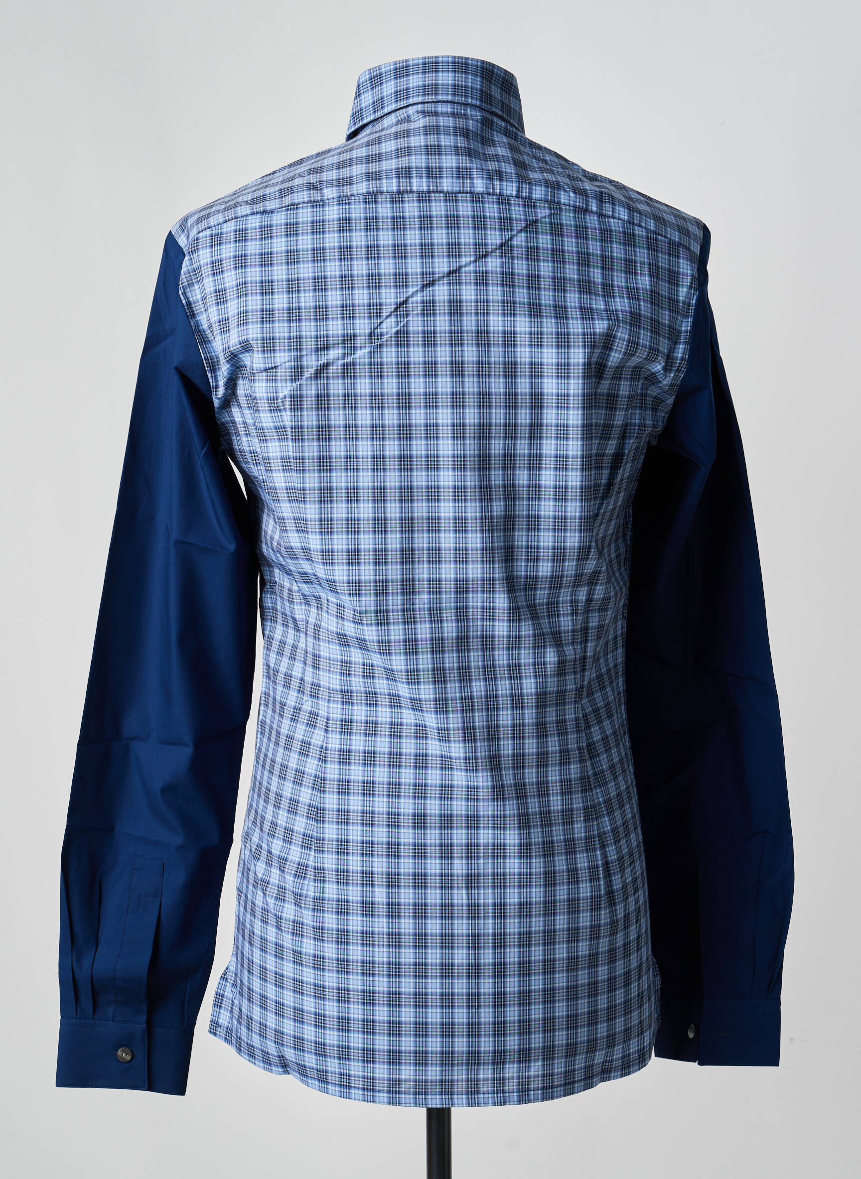 Chemise manches longues imprimé carreaux bleu PIERRE TALAMON homme