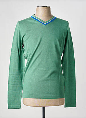 Pull col v manches longues vert PIERRE TALAMON homme