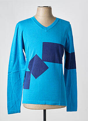 Pull col v manches longues bleu PIERRE TALAMON homme