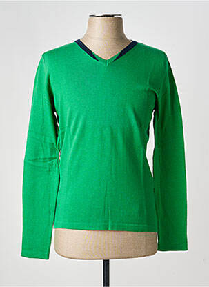 Pull col v manches longues vert PIERRE TALAMON homme