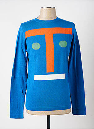 Pull stretch manches longues bleu PIERRE TALAMON homme