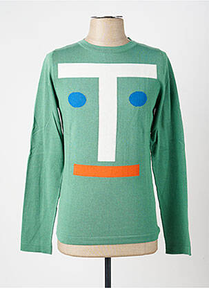 Pull stretch manches longues vert PIERRE TALAMON homme