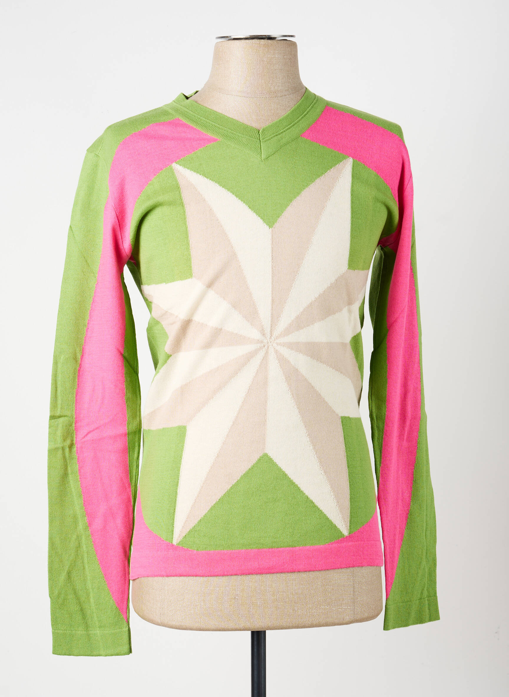 Pull stretch manches longues vert PIERRE TALAMON homme