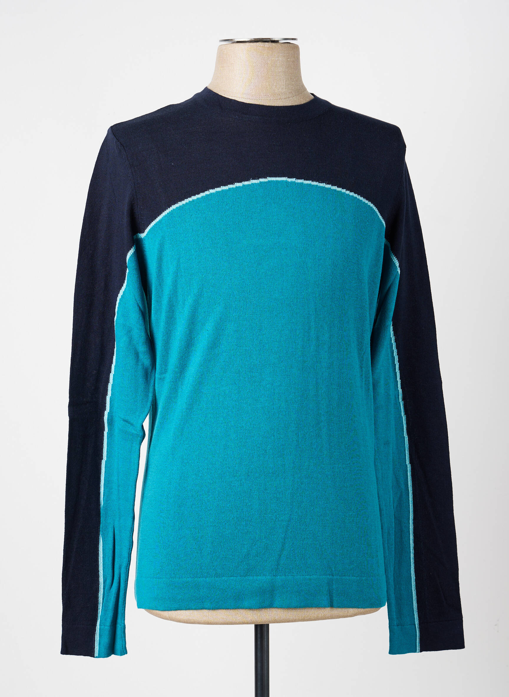 Pull stretch manches longues bleu PIERRE TALAMON homme