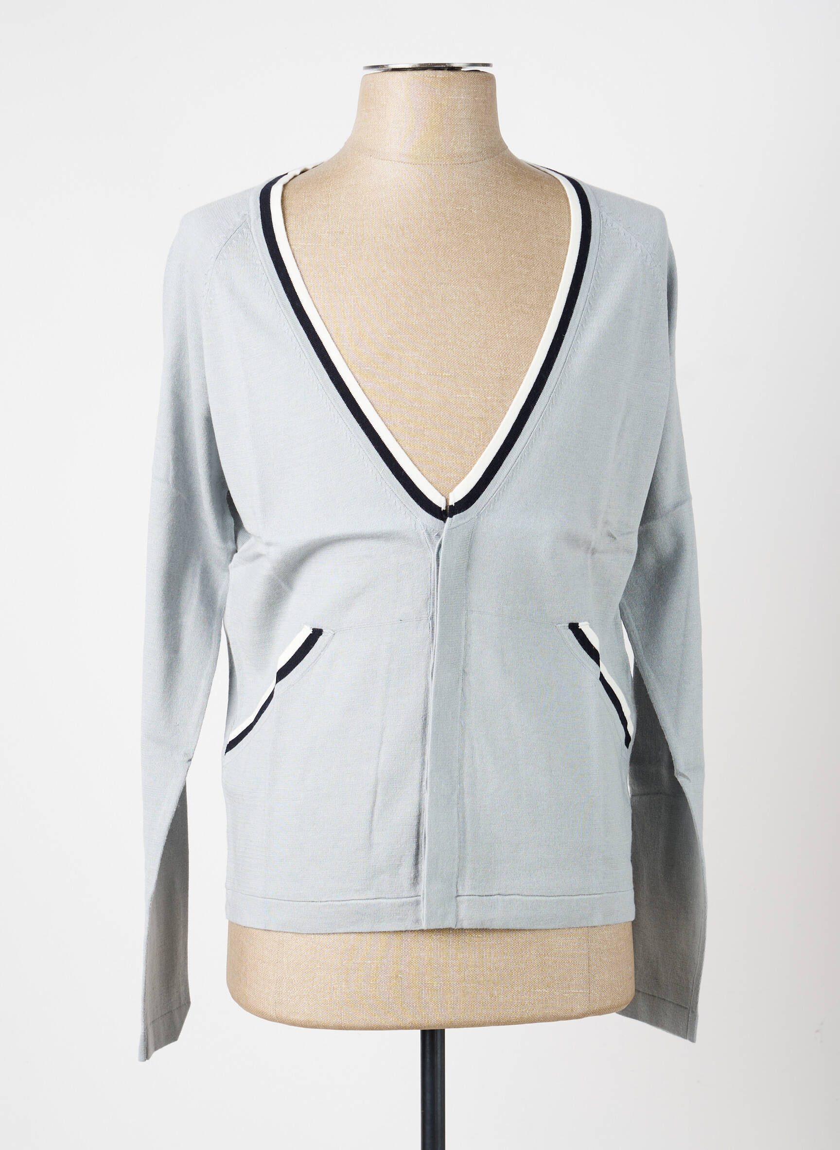 Gilet manches longues col v gris PIERRE TALAMON homme