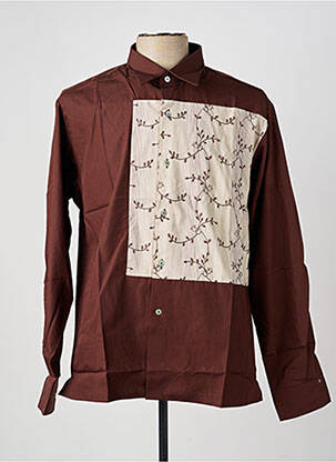 Chemise manches longues coupe droite marron PIERRE TALAMON homme
