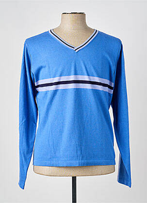 Pull col v manches longues bleu PIERRE TALAMON homme