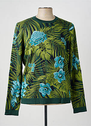 Pull stretch manches longues vert PIERRE TALAMON homme