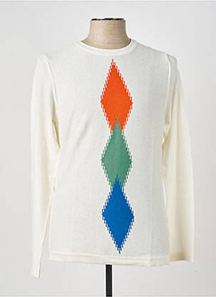 Pull stretch manches longues blanc PIERRE TALAMON homme