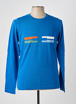 Pull stretch manches longues bleu PIERRE TALAMON homme